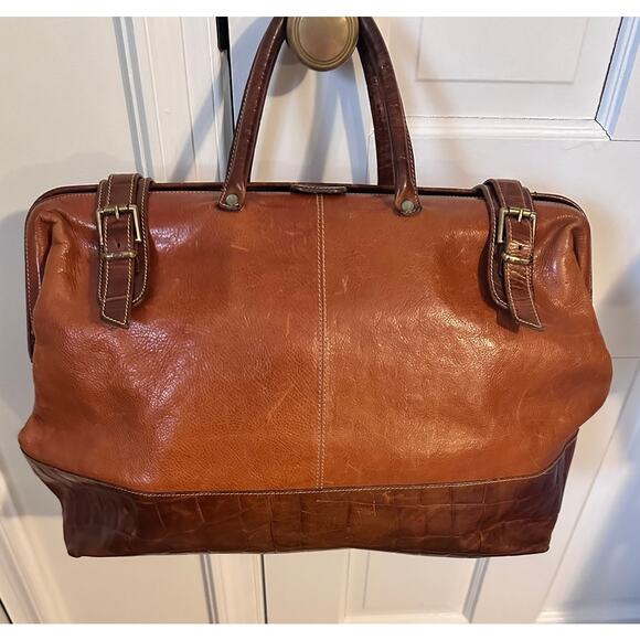 Furla Handbags - Vintage Furla Leather and Crocodile Doctor travel Tote, Cognac
